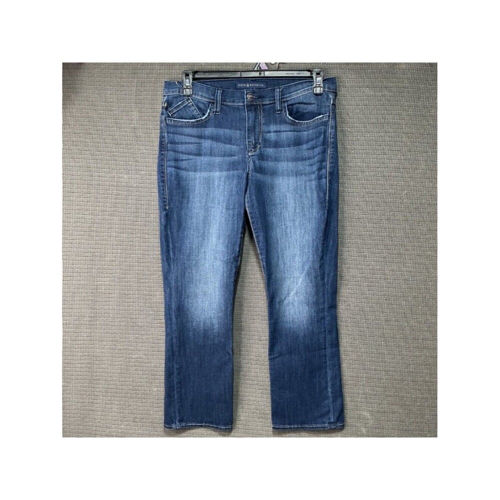 Rock & Republic Kendall Women's Blue Denim Jeans Size 12 Back Pocket Stud Detail